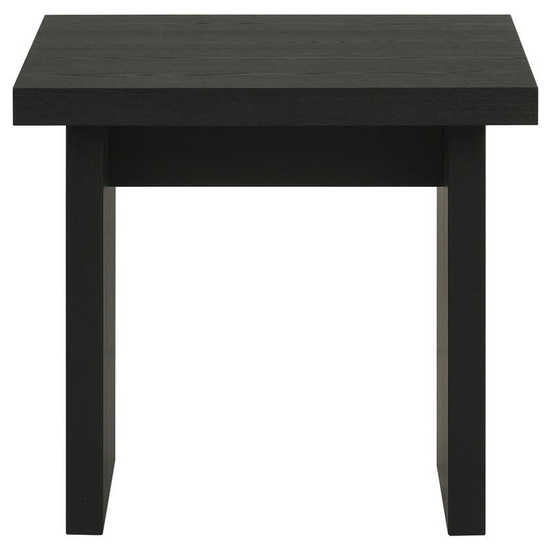 Pemberly Row 2-Piece Transitional Wood Coffee and End Table Set in Black