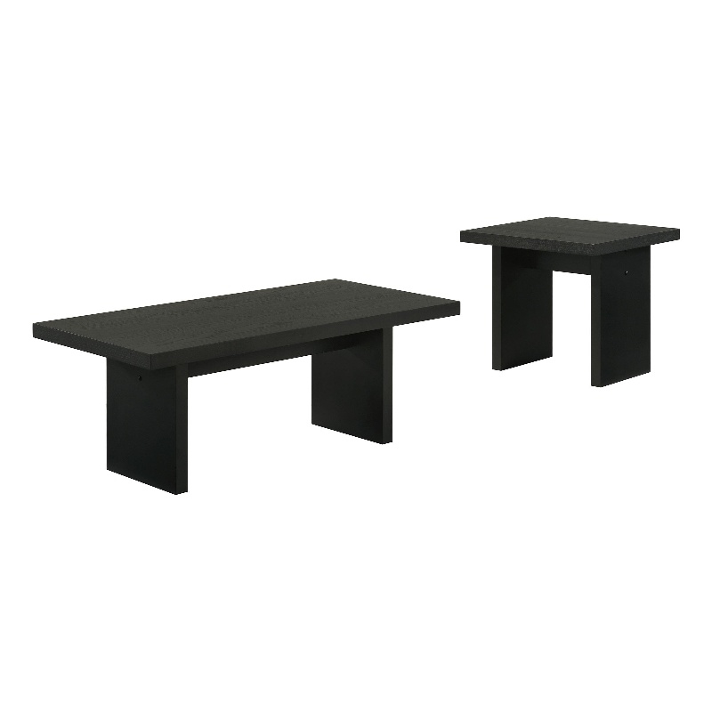 Pemberly Row 2-Piece Transitional Wood Coffee and End Table Set in Black