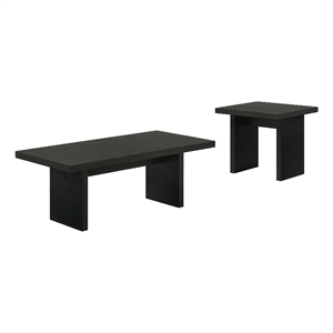 Pemberly Row 2-Piece Transitional Wood Coffee and End Table Set in Black