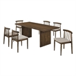 Pemberly Row 7-Piece 82-Inch Fabric and Wood Dining Set in Wheat/Walnut