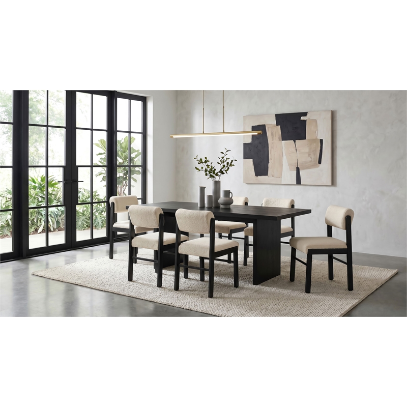 Pemberly Row 7-Piece Wood Dining Set with Spindle Chair in Cream/Black