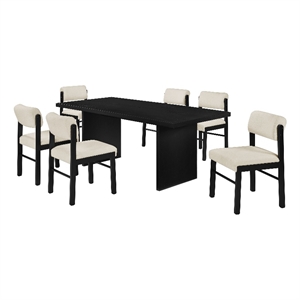 Pemberly Row 7-Piece Wood Dining Set with Spindle Chair in Cream/Black
