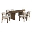 Pemberly Row 7-Piece Wood Dining Set with Spindle Chair in Cream/Walnut
