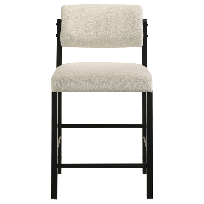 Pemberly Row 7-Piece Fabric and Wood Counter Dining Set in Cream/Black