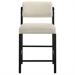Pemberly Row 7-Piece Fabric and Wood Counter Dining Set in Cream/Black