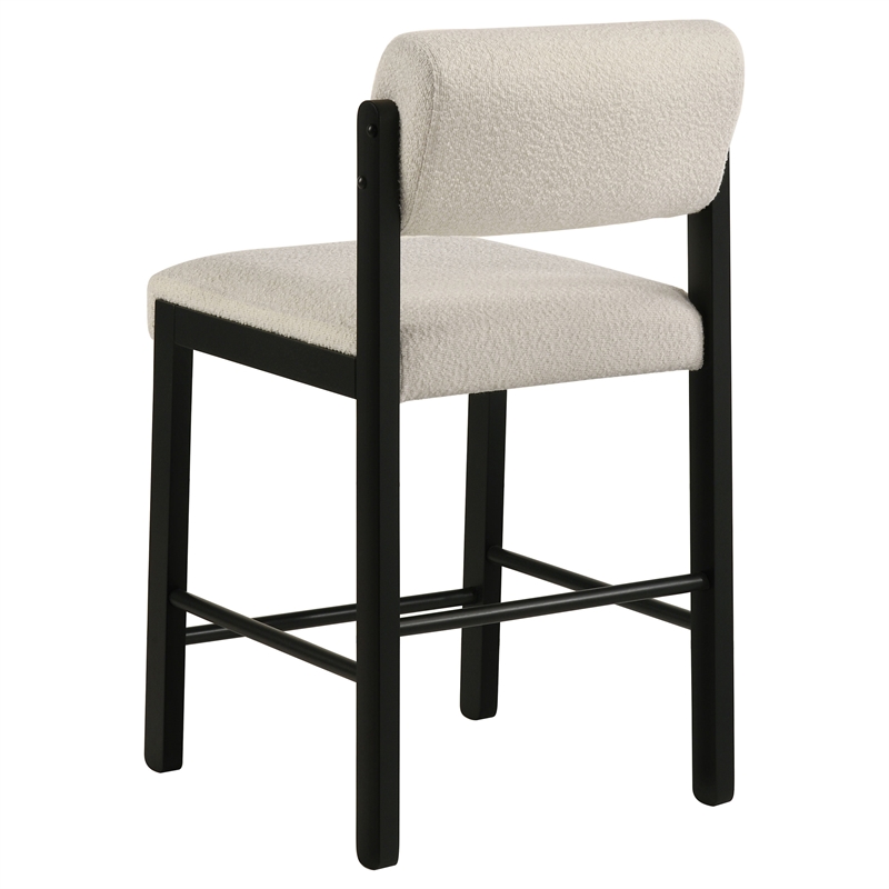 Pemberly Row 7-Piece Fabric and Wood Counter Dining Set in Cream/Black