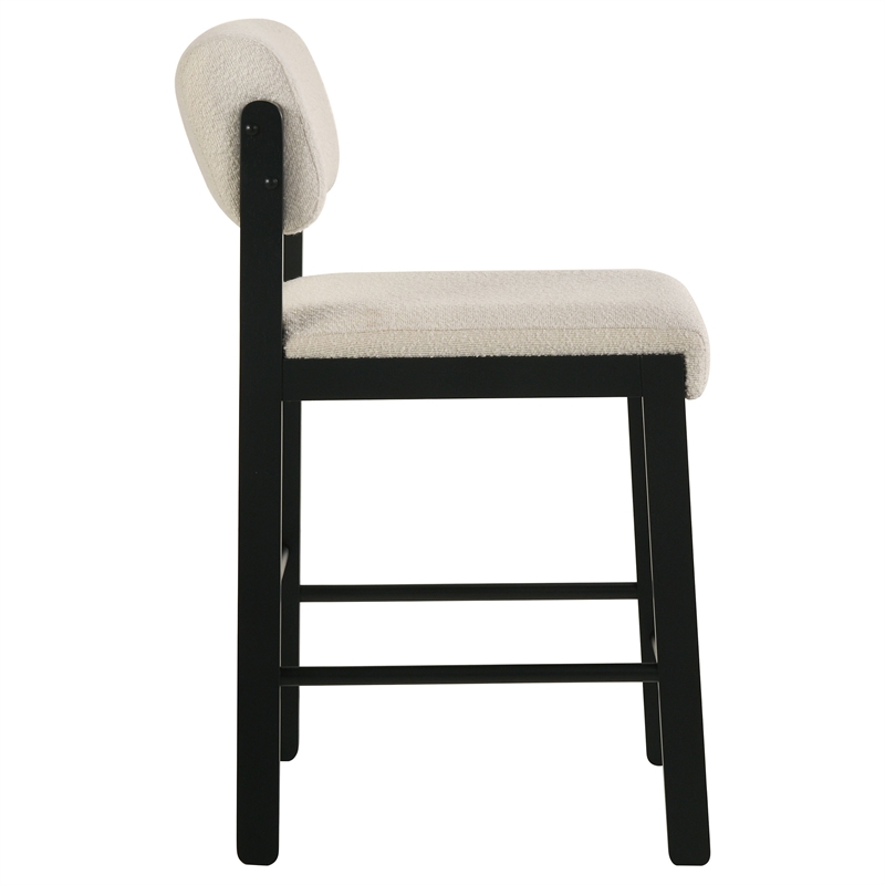 Pemberly Row 7-Piece Fabric and Wood Counter Dining Set in Cream/Black