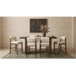 Pemberly Row 7-Piece Fabric and Wood Counter Dining Set in Cream/Walnut