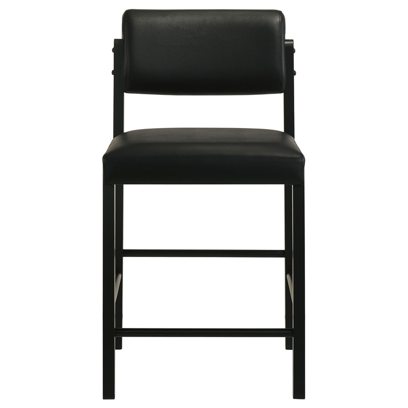 Pemberly Row 7-Piece Wood and Faux Leather Counter Dining Set in Black