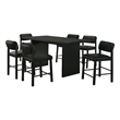 Pemberly Row 7-Piece Wood and Faux Leather Counter Dining Set in Black