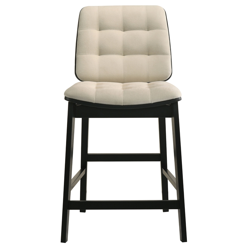 Pemberly Row 7-Piece Wood and Velvet Counter Dining Set in Cream/Black