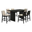 Pemberly Row 7-Piece Wood and Velvet Counter Dining Set in Cream/Black