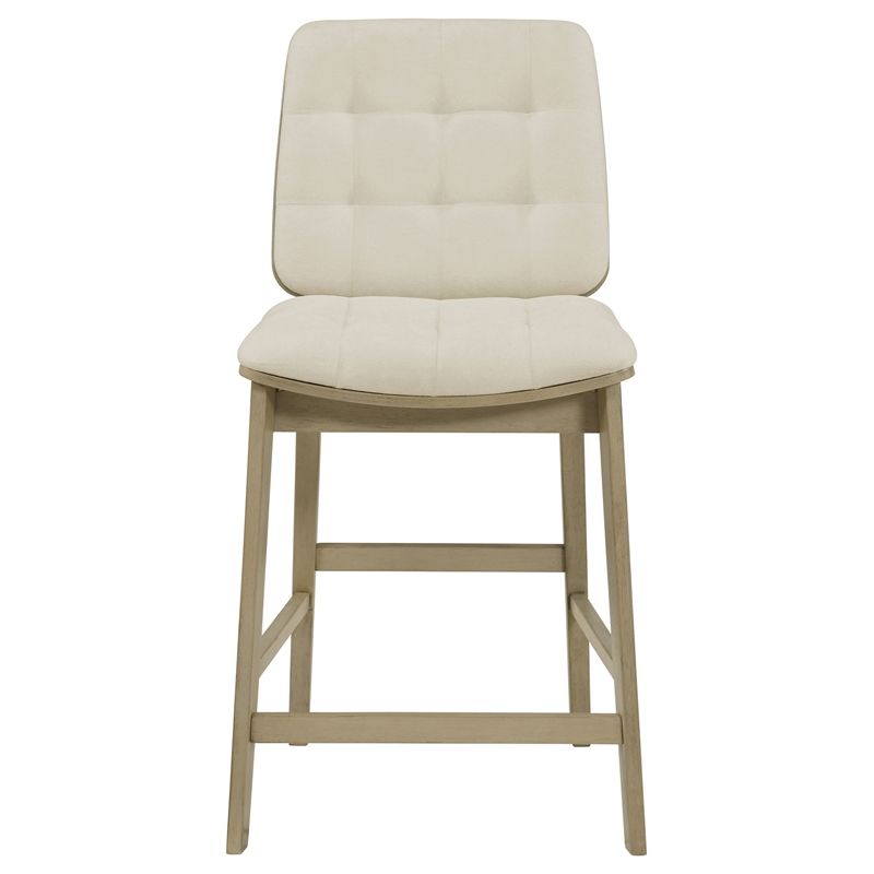 Pemberly Row 7-Piece Velvet Counter Dining Set in Cream/Natural Oak