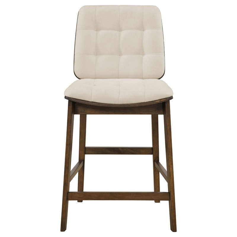 Pemberly Row 7-Piece Wood and Velvet Counter Dining Set in Cream/Walnut