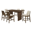Pemberly Row 7-Piece Wood and Velvet Counter Dining Set in Cream/Walnut