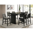 Pemberly Row 7-Piece Wood and Fabric Counter Dining Set in Black/Gray