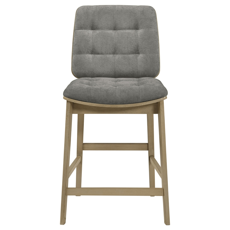 Pemberly Row 7-Piece Wood and Fabric Counter Dining Set in Natural Oak/Gray