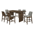 Pemberly Row 7-Piece Wood and Fabric Counter Dining Set in Walnut/Gray