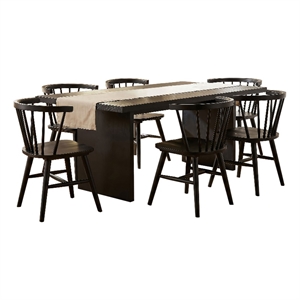 Pemberly Row 7-Piece 82-Inch Wood Dining Set with Spindle Chair in Black