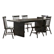 Pemberly Row 7-Piece Rectangular Dining Set with Spindle Chair in Black