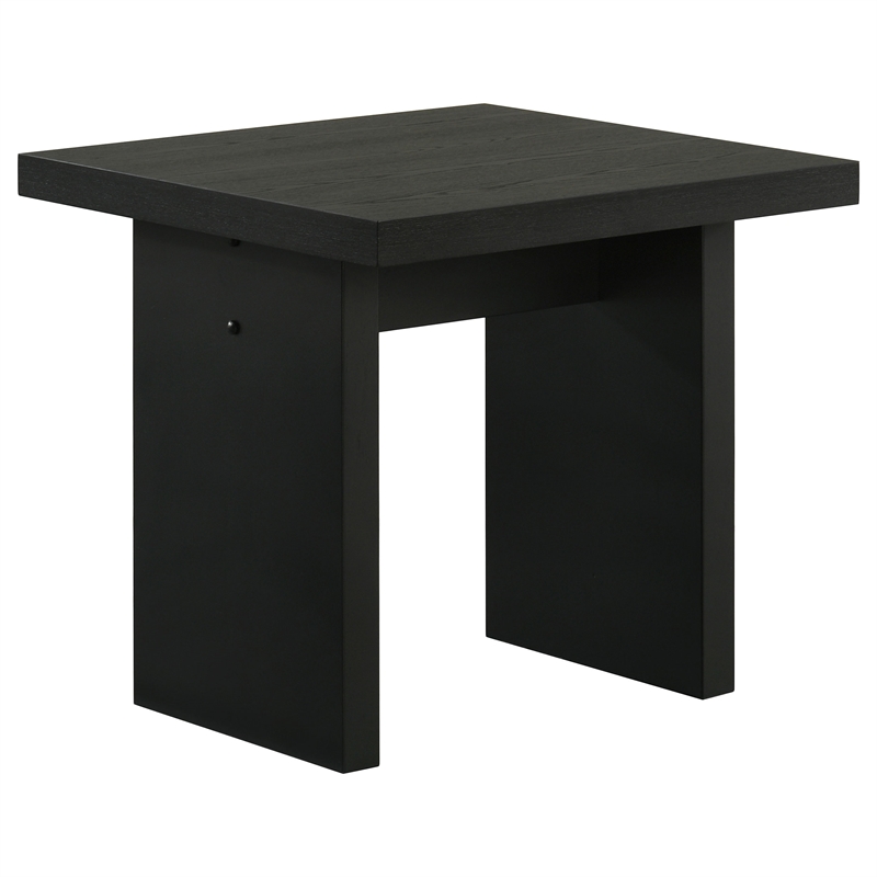 Pemberly Row 3-Piece Transitional Wood Coffee and End Table Set in Black