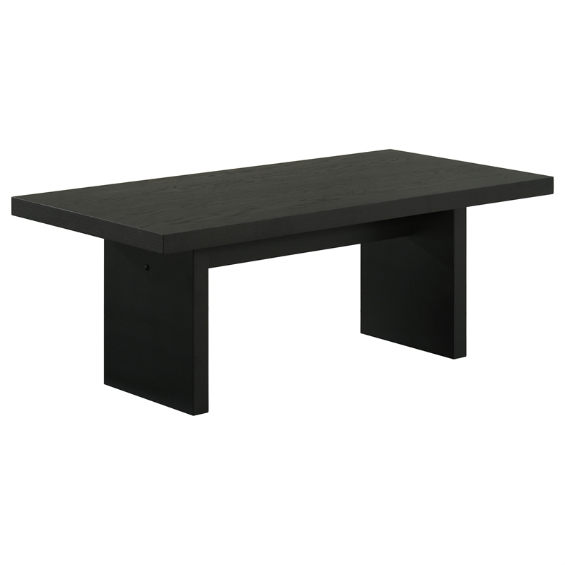Pemberly Row 3-Piece Transitional Wood Coffee and End Table Set in Black
