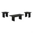 Pemberly Row 3-Piece Transitional Wood Coffee and End Table Set in Black