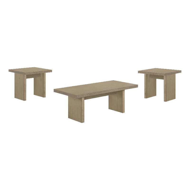 Pemberly Row 3-Piece Wood Coffee and End Table Set in Natural Oak