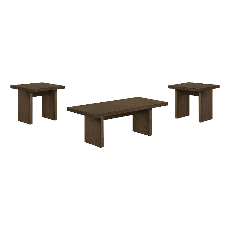 Pemberly Row 3-Piece Transitional Wood Coffee and End Table Set in Walnut