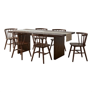 Pemberly Row 7-Piece 82-Inch Wood Dining Set with Spindle Chair in Walnut