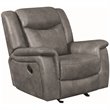 Pemberly Row Upholstered Padded Arm Glider Recliner Chair in Grey