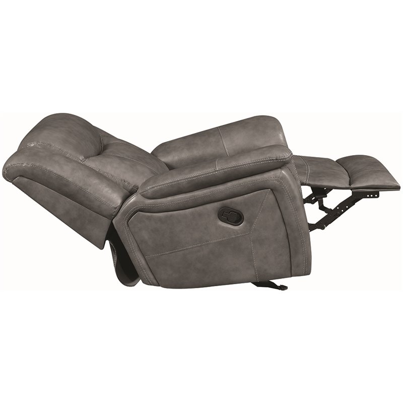 Pemberly Row Upholstered Padded Arm Glider Recliner Chair in Grey