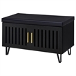 Pemberly Row 2-Door Padded Entryway Shoe Storage Bench in Black