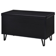 Pemberly Row 2-Door Padded Entryway Shoe Storage Bench in Black