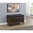 Pemberly Row 2-Door Padded Entryway Shoe Storage Bench in Smoked Oak