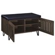 Pemberly Row 2-Door Padded Entryway Shoe Storage Bench in Smoked Oak