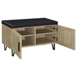 Pemberly Row 2-Door Padded Entryway Shoe Storage Bench in White Oak