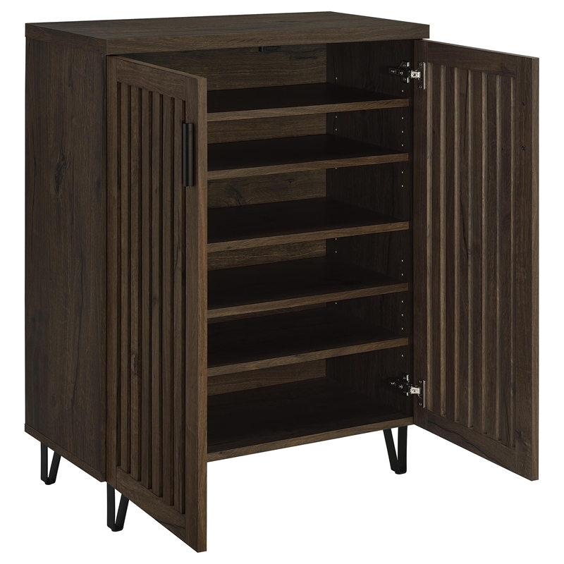 Pemberly Row 2-Door Entryway Shoe Storage Cabinet in Smoked Oak