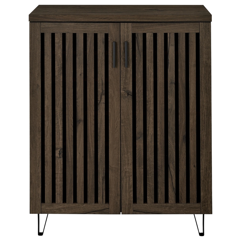Pemberly Row 2-Door Entryway Shoe Storage Cabinet in Smoked Oak