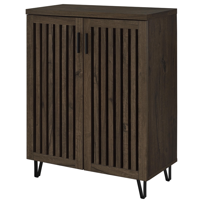 Pemberly Row 2-Door Entryway Shoe Storage Cabinet in Smoked Oak