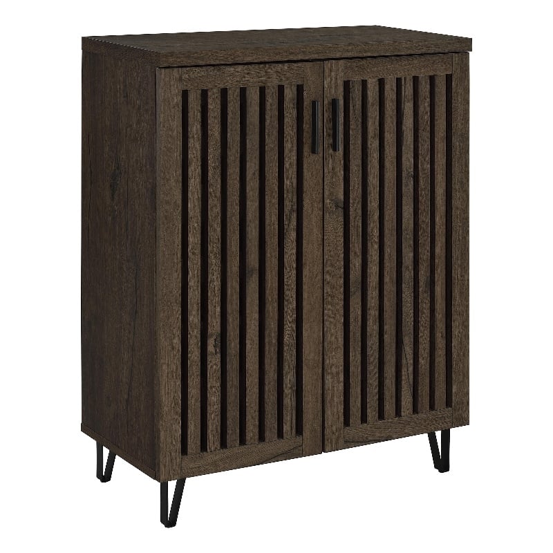 Pemberly Row 2-Door Entryway Shoe Storage Cabinet in Smoked Oak