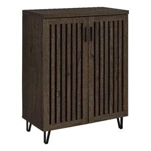 Pemberly Row 2-Door Entryway Shoe Storage Cabinet in Smoked Oak