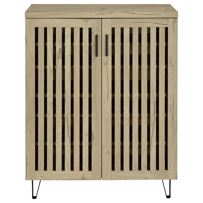 Pemberly Row 2-Door Entryway Shoe Storage Cabinet in White Oak