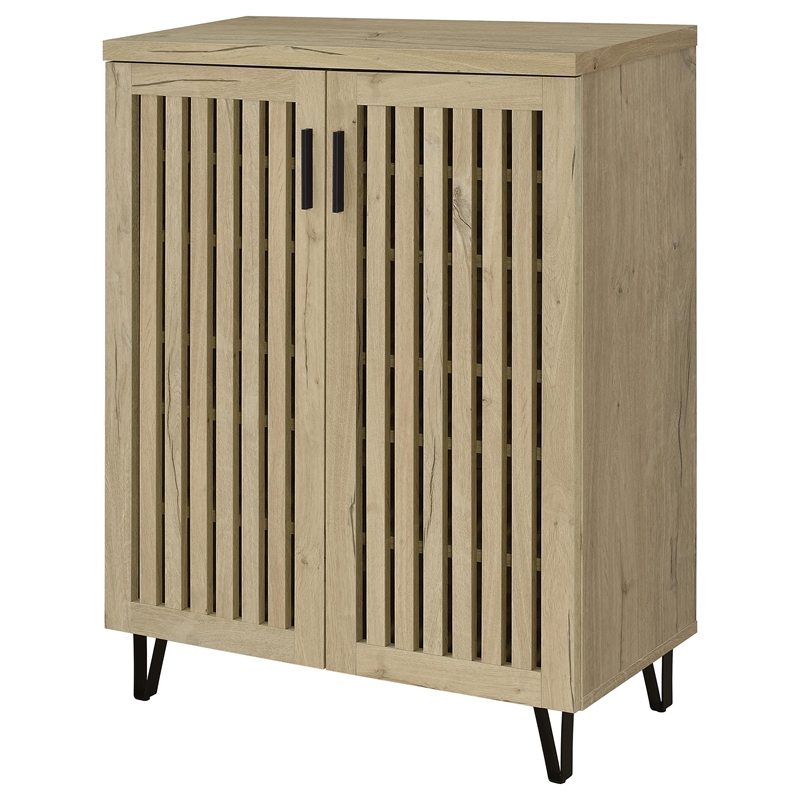 Pemberly Row 2-Door Entryway Shoe Storage Cabinet in White Oak