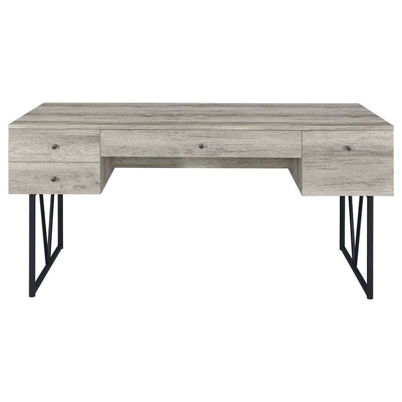 Pemberly Row 63-Inch 4-Drawer Engineered Wood Desk in Gray Driftwood