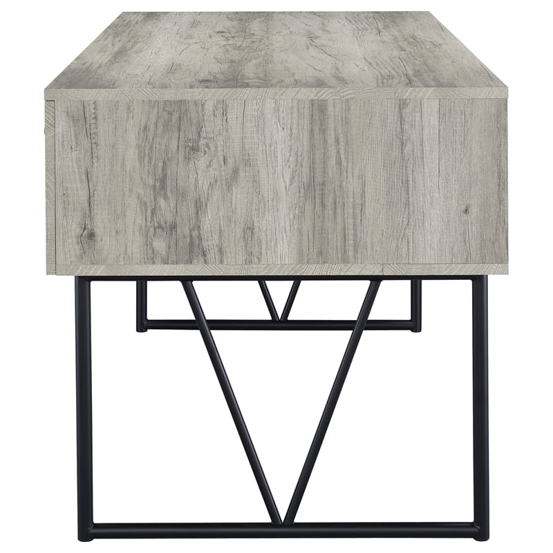 Pemberly Row 63-Inch 4-Drawer Engineered Wood Desk in Gray Driftwood