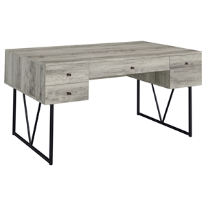 Pemberly Row 63-Inch 4-Drawer Engineered Wood Desk in Gray Driftwood