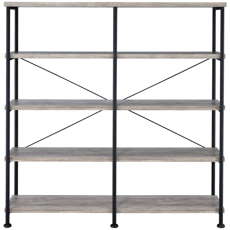 Pemberly Row 63-Inch 4-Shelf Double Bookshelf in Gray Driftwood
