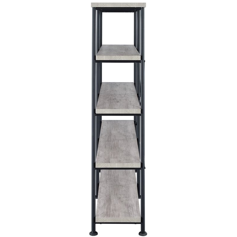 Pemberly Row 63-Inch 4-Shelf Double Bookshelf in Gray Driftwood