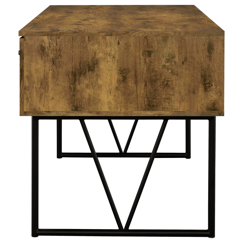 Pemberly Row 63-Inch 4-Drawer Engineered Wood Writing Desk in Rustic Nutmeg